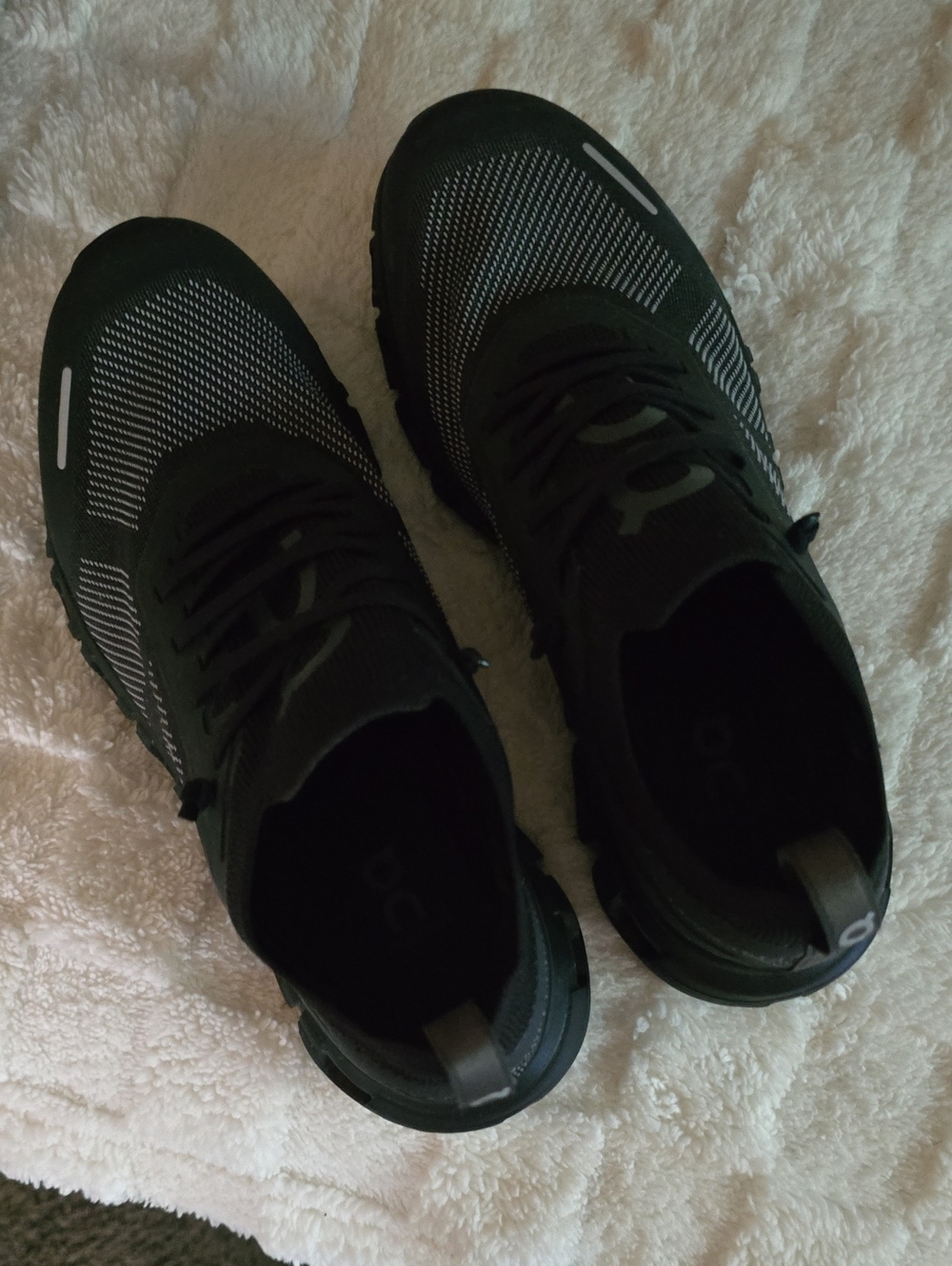 On Running Black Knit Athletic Sneakers with Reflective Accents